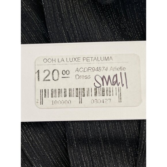 ASTR THE LABEL Arielle Ruffled Black Shimmer Slit Front Maxi Dress S NWT $120 - Picture 6 of 14